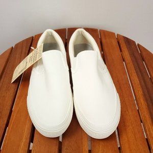 NWT Muji White Water Repellent Canvas Slip on Sneakers 22.5cm 5.5 6